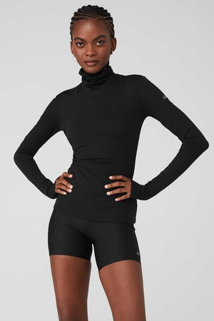 Debardeur Alo Yoga Alosoft Refine Turtleneck Noir Femme | DPE-08144836