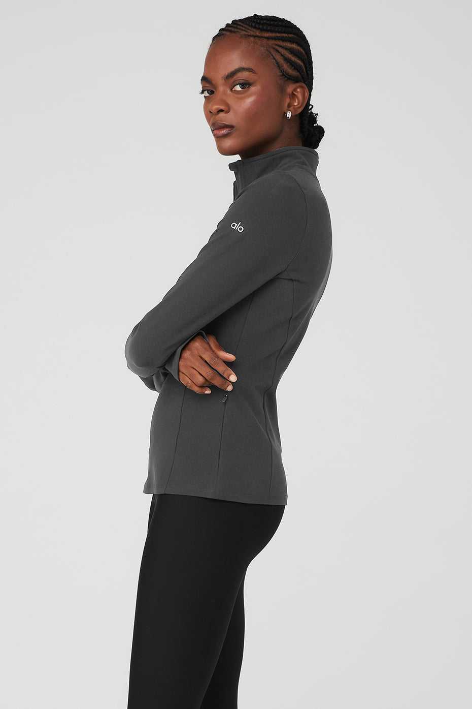 Debardeur Alo Yoga Alosoft 1/2 Zip Rapid Pullover Grise Foncé Femme | RNI-40160781