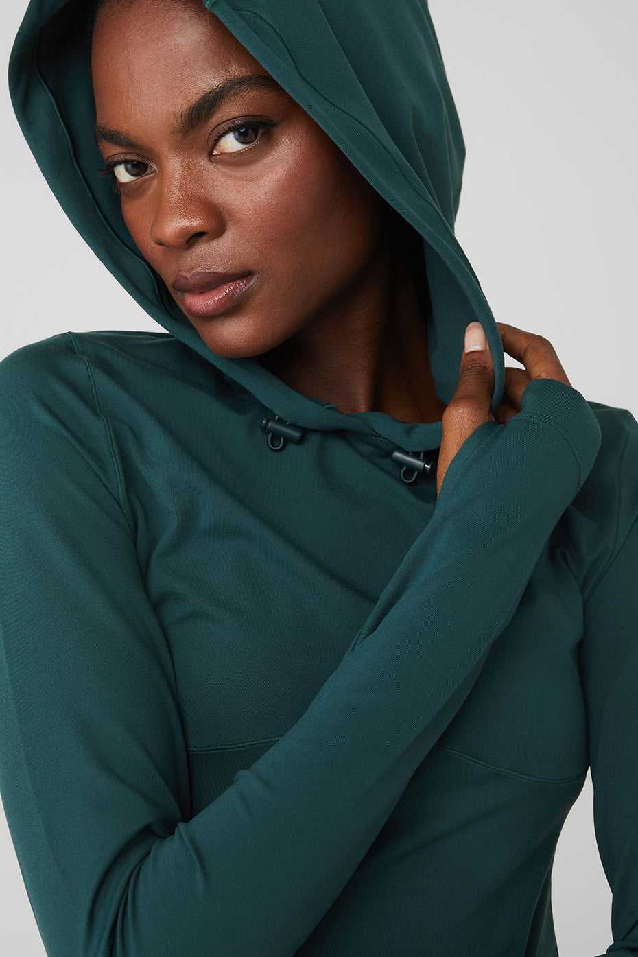 Debardeur Alo Yoga Alosoft Hooded Runner Long Sleeve Vert Femme | KZQ-18243444