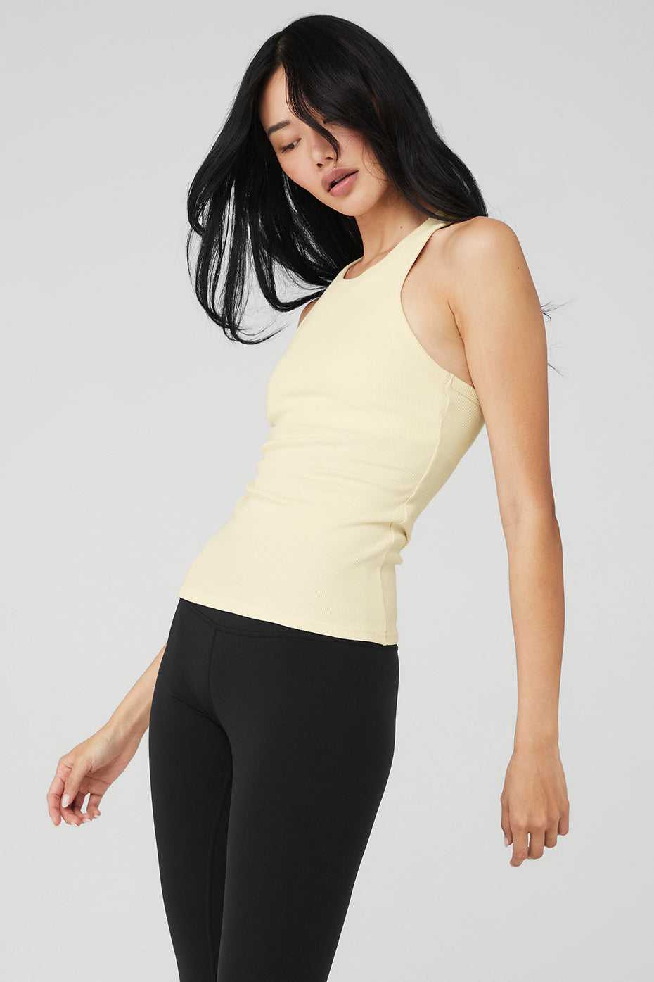 Debardeur Alo Yoga Ribbed Aspire Full Length Jaune Clair Femme | GTY-52450991