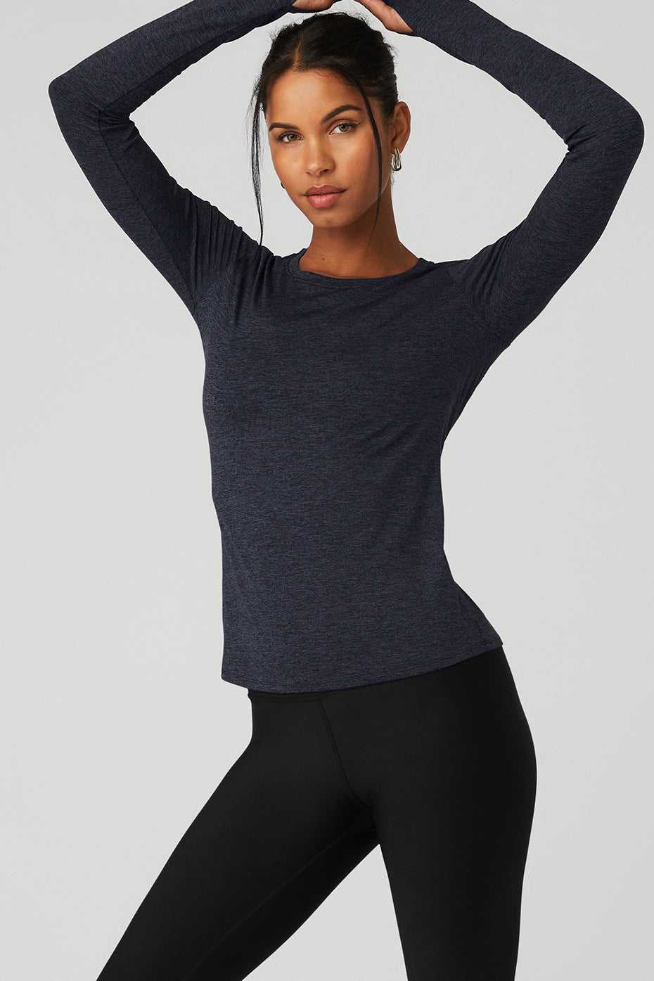 Debardeur Alo Yoga Alosoft Finesse Long Sleeve Bleu Marine Femme | DXI-58274712