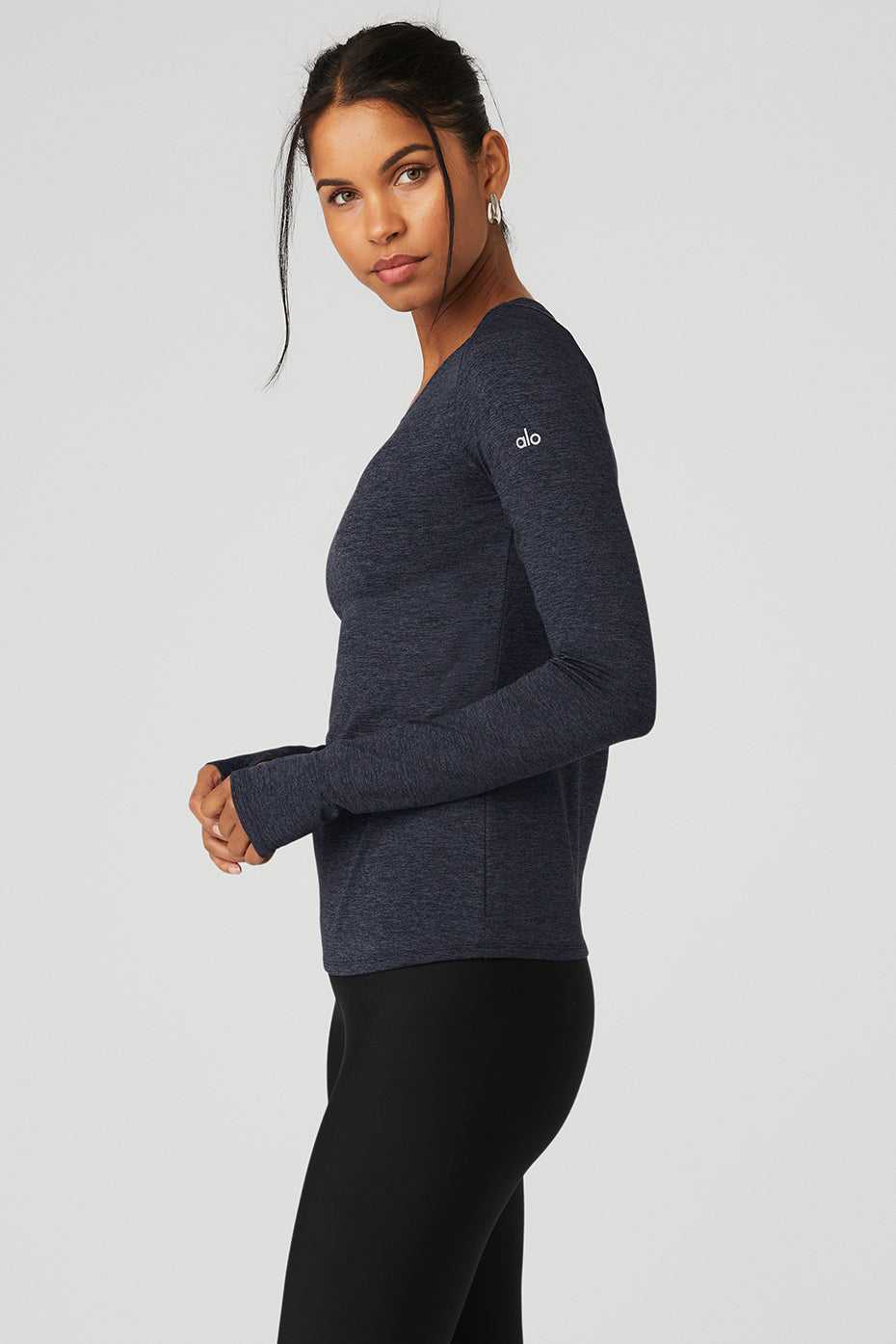 Debardeur Alo Yoga Alosoft Finesse Long Sleeve Bleu Marine Femme | DXI-58274712