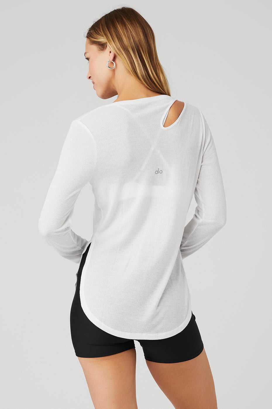 Debardeur Alo Yoga Ribbed Peak Long Sleeve Blanche Femme | VVU-21209931