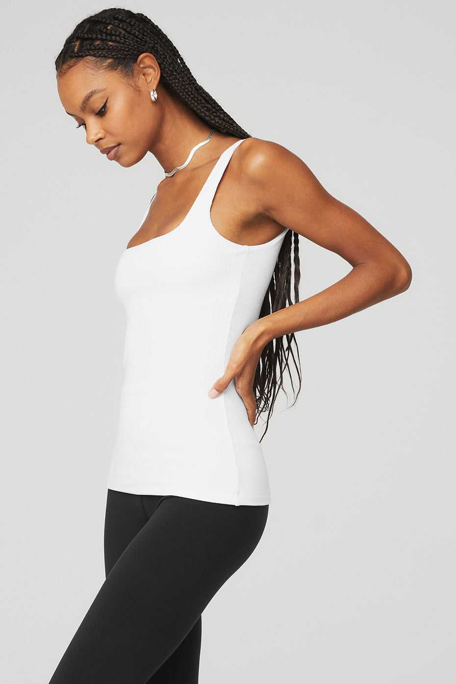 Debardeur Alo Yoga Ribbed Minimalist Blanche Femme | MZV-53582577