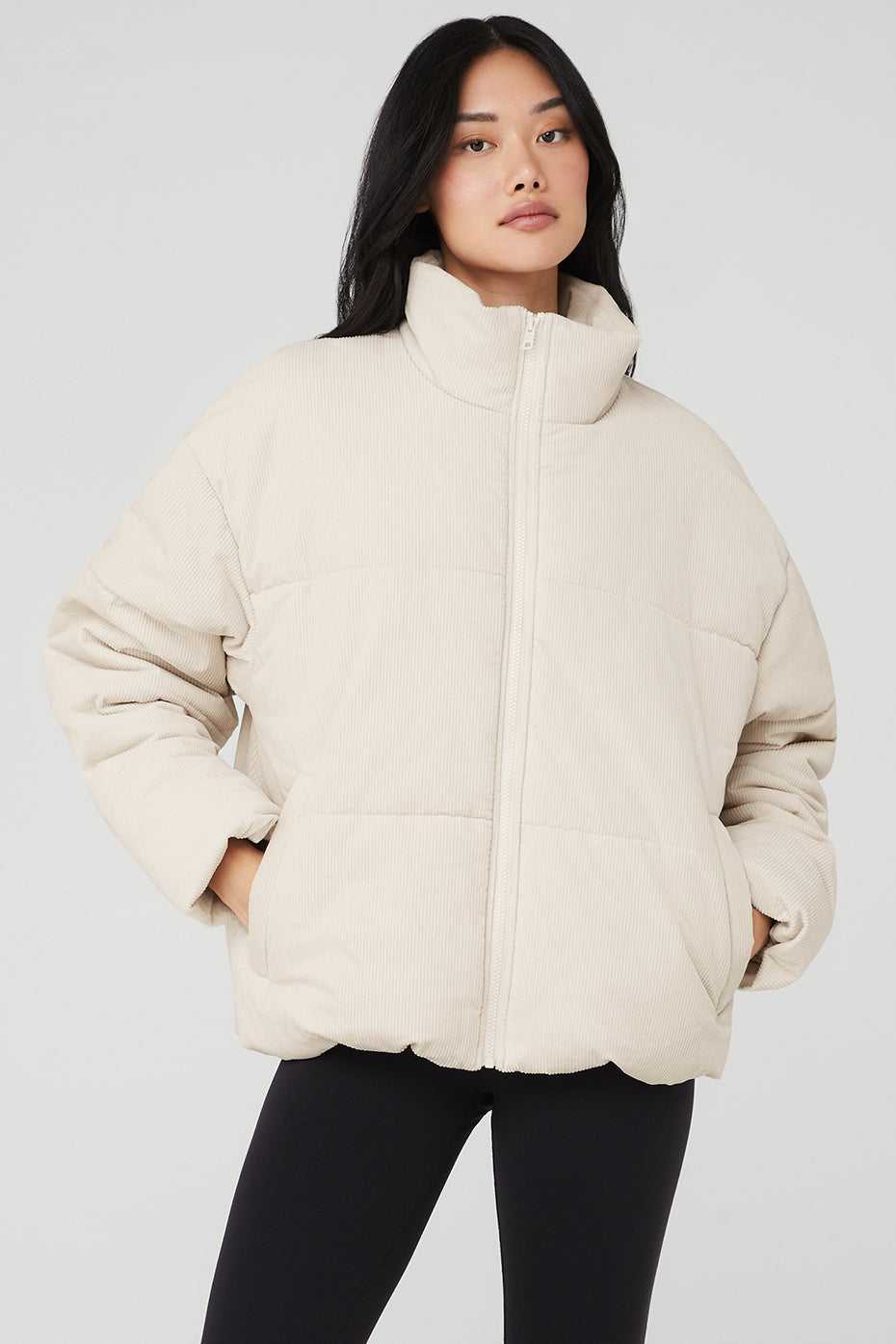 Manteaux Alo Yoga Corduroy Stage Puffer Beige Femme | FIE-62945808