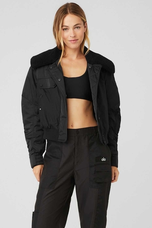 Manteaux Alo Yoga Blaze Bomber Noir Femme | NLO-22078134