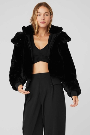 Vestes Alo Yoga Faux Fur Foxy Noir Femme | LCN-53814871