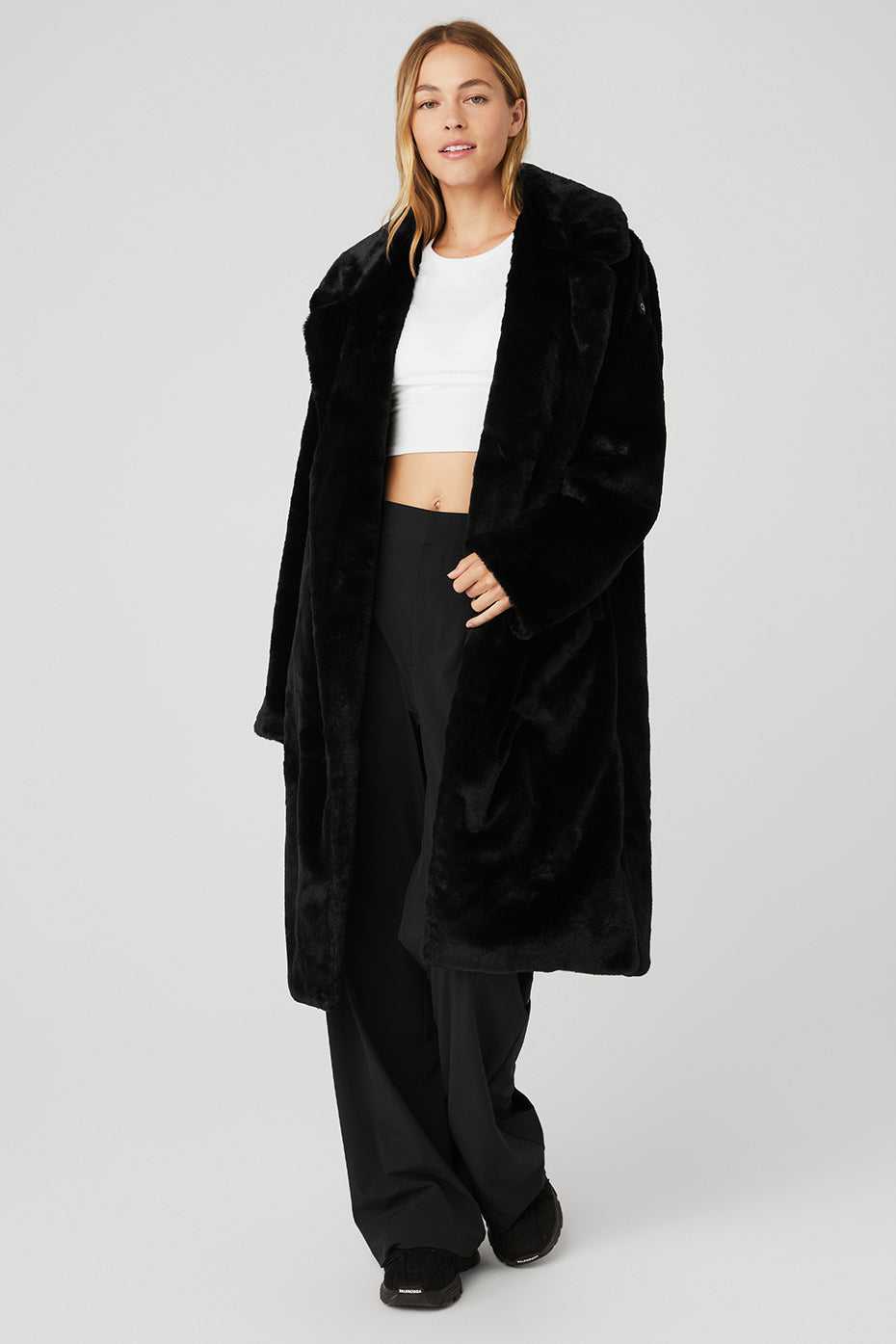 Manteaux Alo Yoga Oversized Faux Fur Trench Noir Femme | BNP-51121469