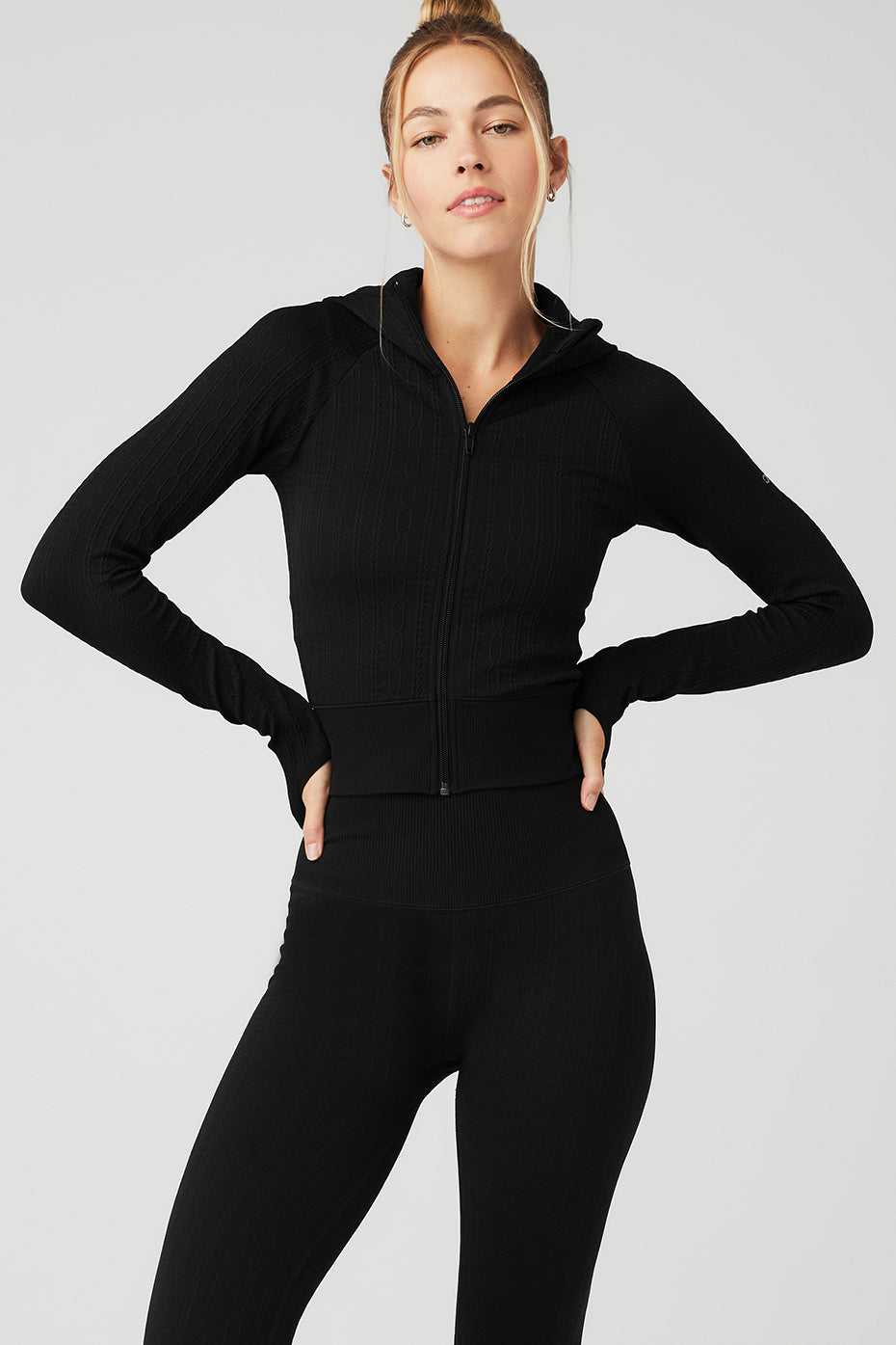 Vestes Alo Yoga Seamless Cable Knit Noir Femme | JSD-95637570