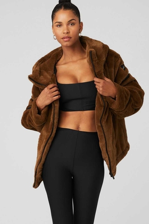 Vestes Alo Yoga Knock Out Faux Fur Chocolat Femme | TBF-45619122