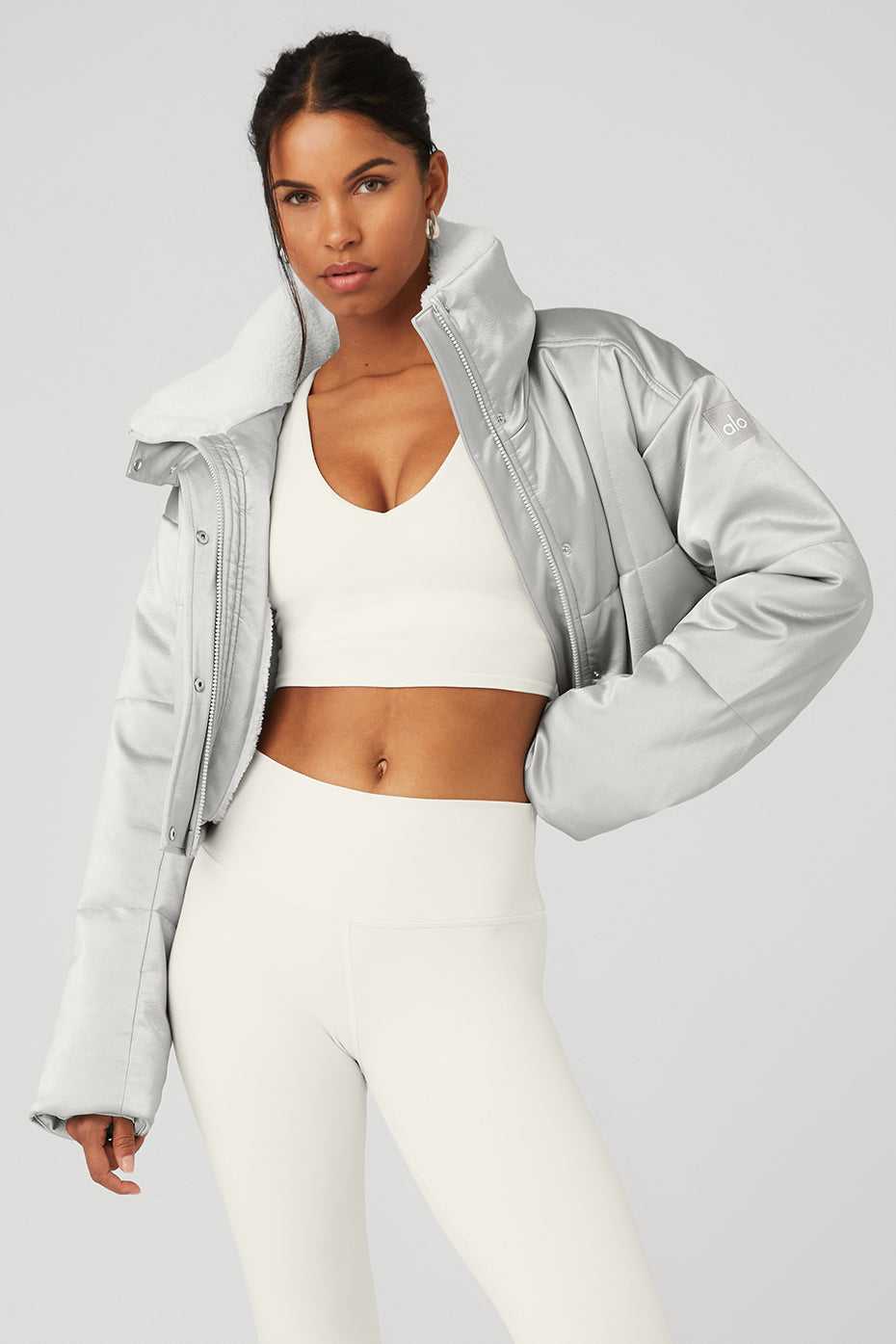 Manteaux Alo Yoga Orion Cropped Puffer Argent Femme | NXD-93042736