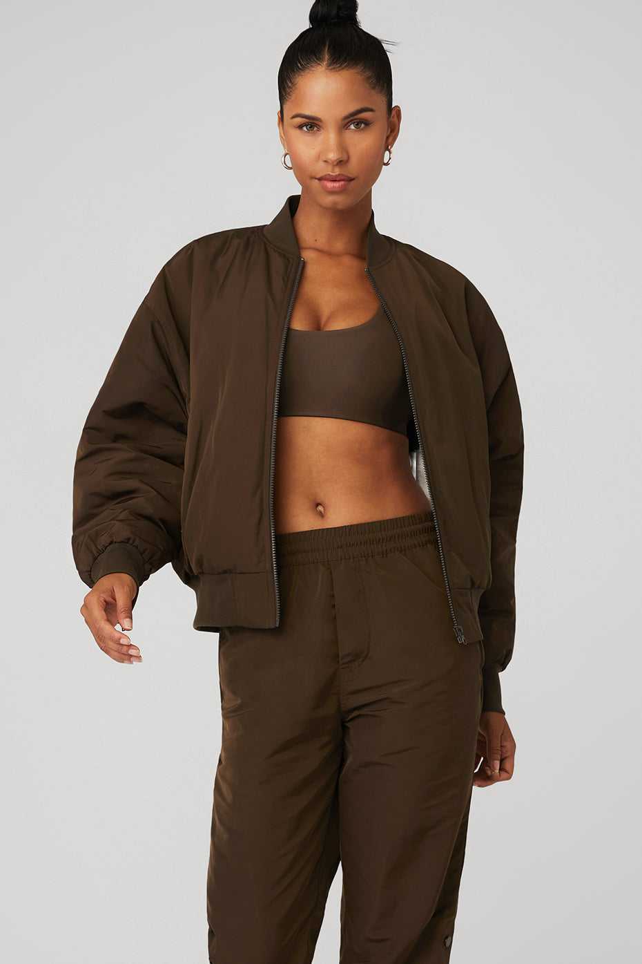 Manteaux Alo Yoga Faux Fur Urbanite Bomber Espresso Femme | MRM-79045062