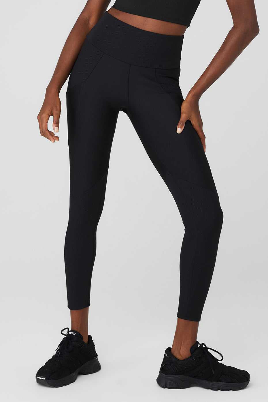 Leggings Alo Yoga Ribbed Airlift High-Waist Enchanted Noir Femme | CBG-29034842